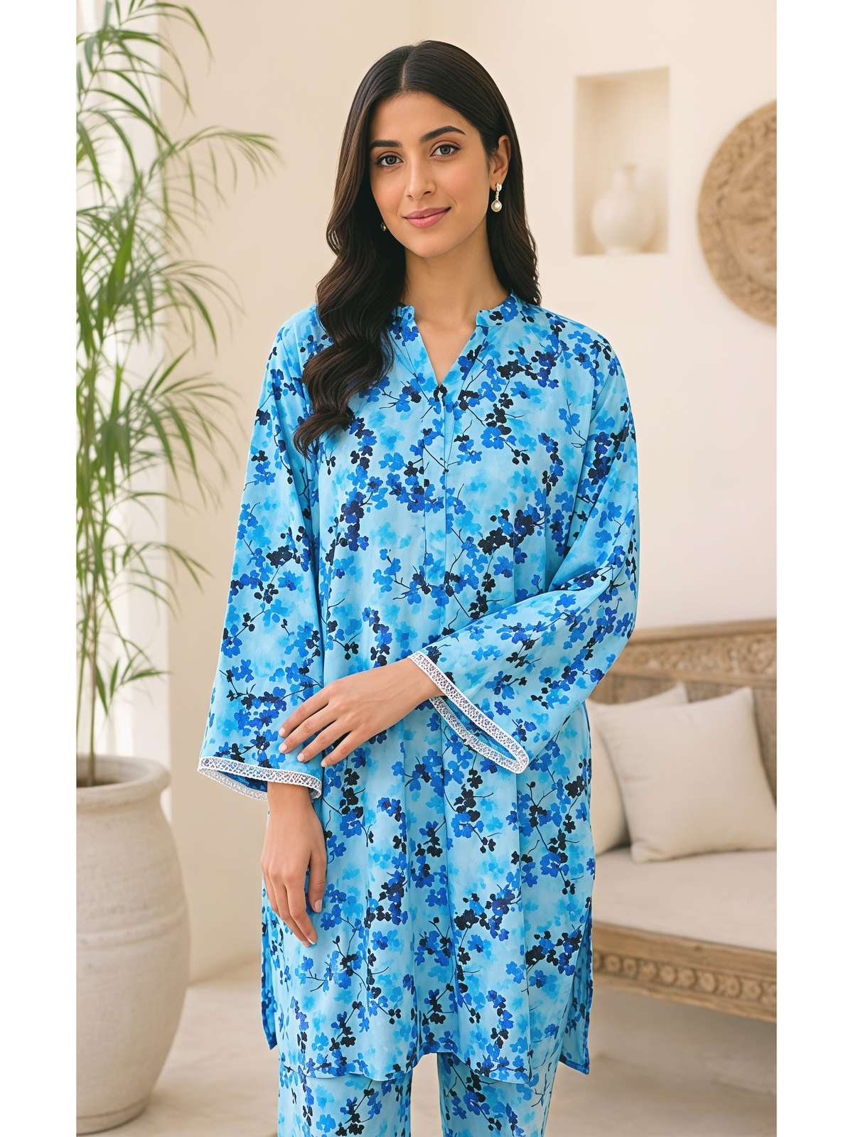 Light Blue-2 Piece Lawn | Portia Fabrics