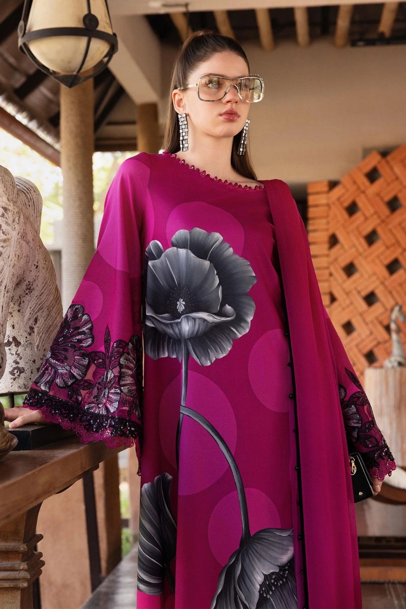 13B 3 Piece Unstitched Embroidered Lawn Suit | M Print | Maria B - Portia Fabrics