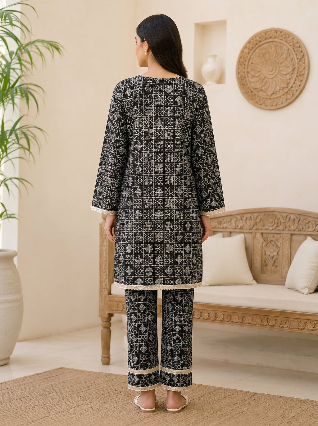 Black base- 2 Piece Lawn | Portia Fabrics