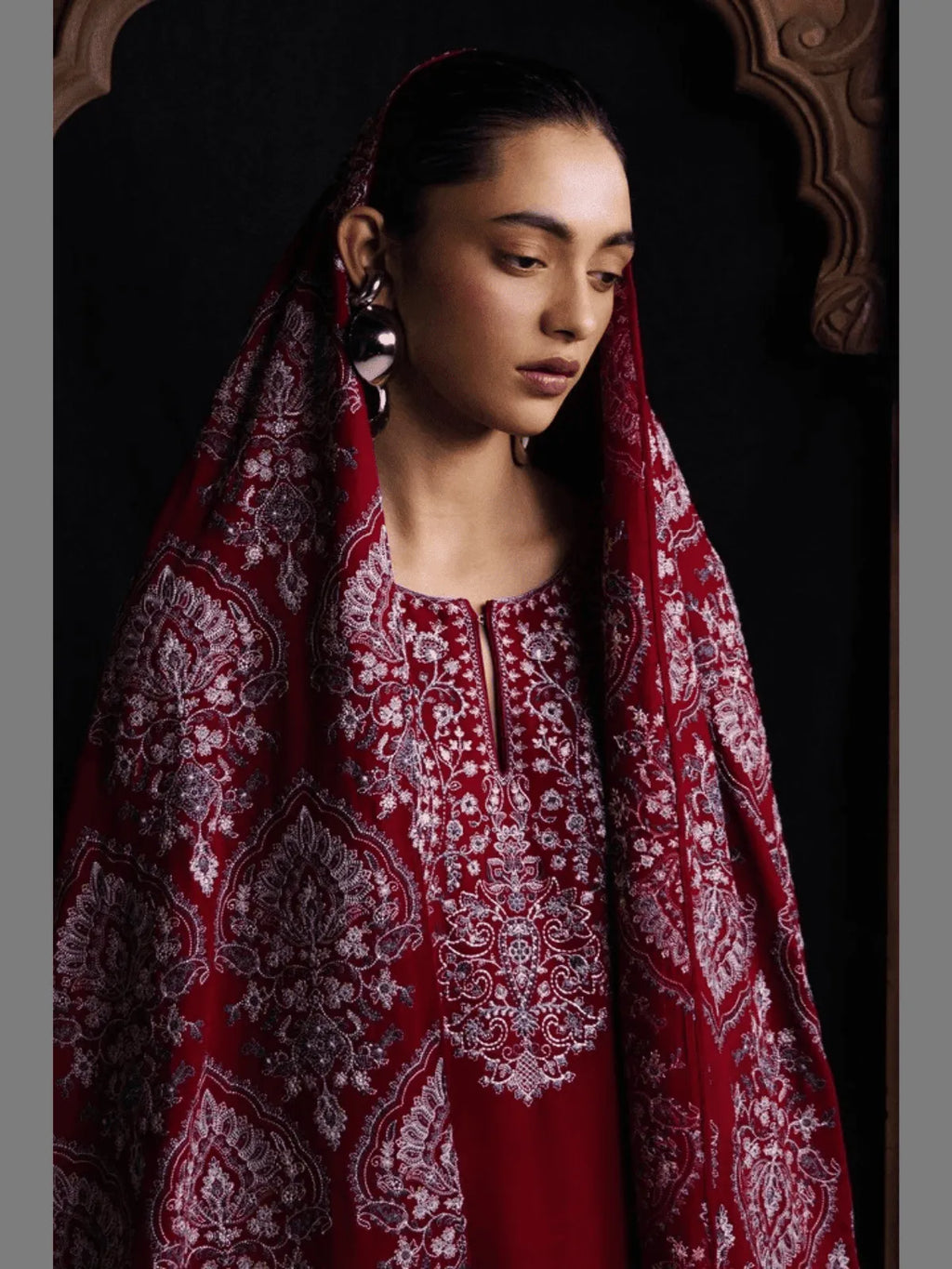 QIRMIZ-D7 | Winter Unstitched Saraab 2026 | Zara Shahjahan