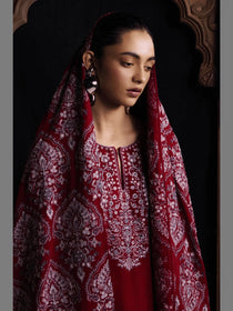 QIRMIZ-D7 | Winter Unstitched Saraab 2026 | Zara Shahjahan