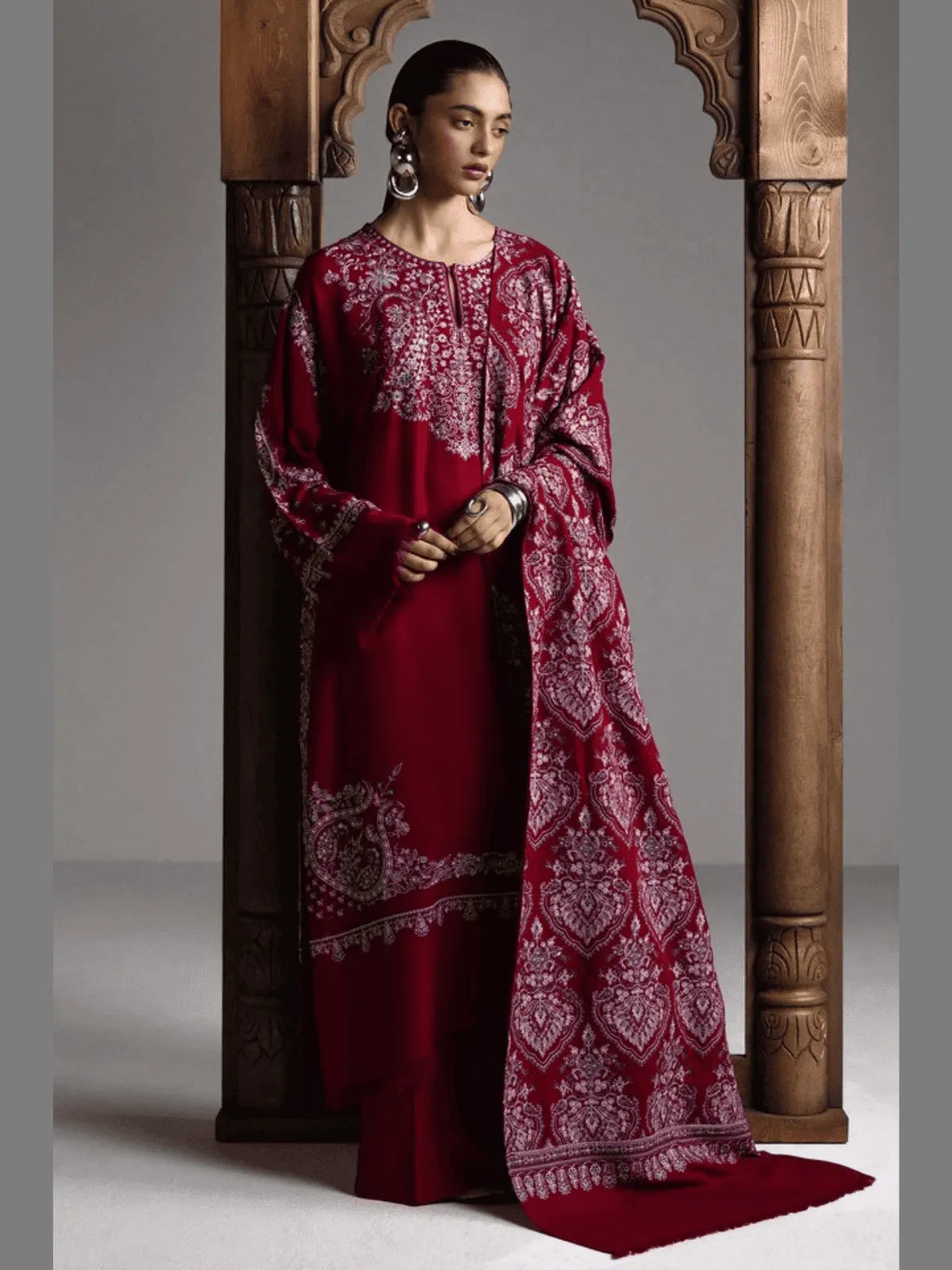 QIRMIZ-D7 | Winter Unstitched Saraab 2026 | Zara Shahjahan Main image