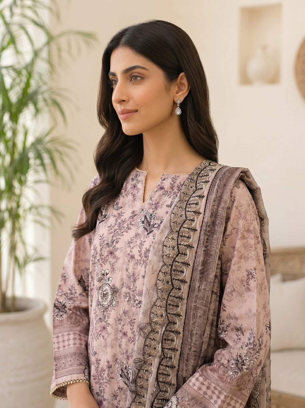 Dusty Pink 3-Piece Lawn Suit | Portia Fabrics