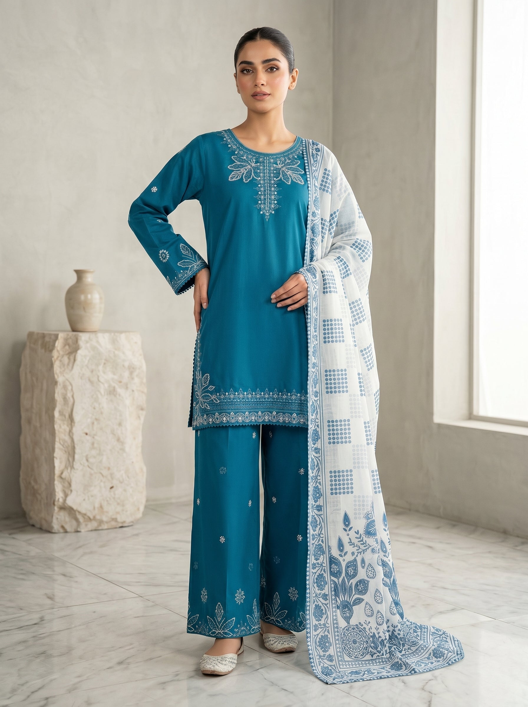 Light Blue 3 Piece Lawn | Portia Fabrics Main image