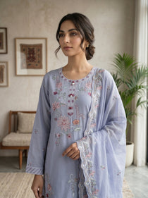 Graceful Lavender 3-Piece Suit Lawn | Portia Fabrics