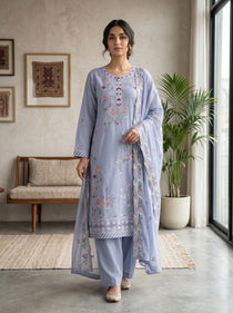 Graceful Lavender 3-Piece Suit Lawn | Portia Fabrics