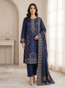 Navy Blue 3 Piece Lawn | Portia Fabrics