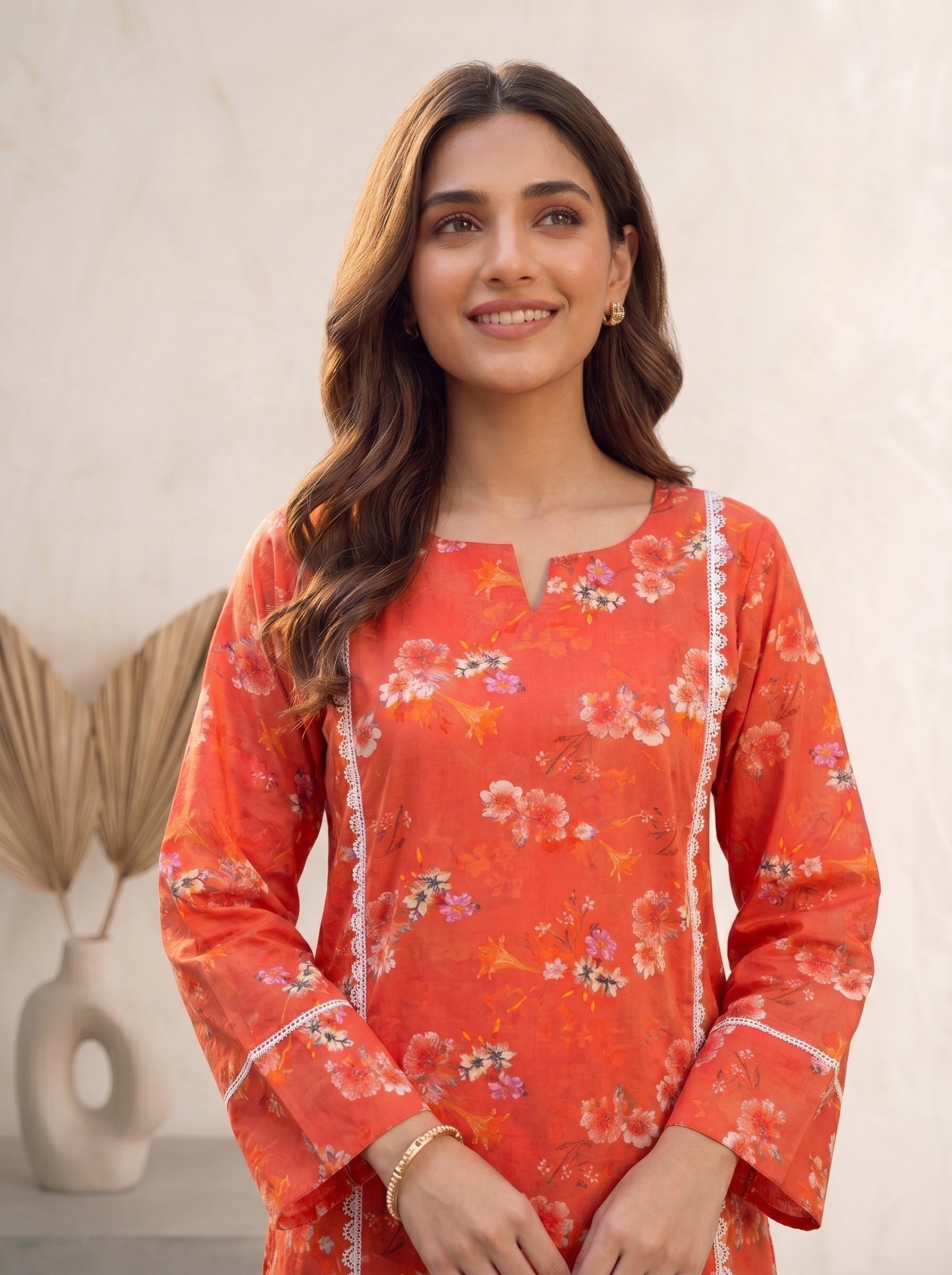 Rust Orange - 3 Piece Lawn | Portia Fabrics Secondary image