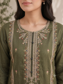 Olive Green | 3 Piece Lawn | Portia Fabrics