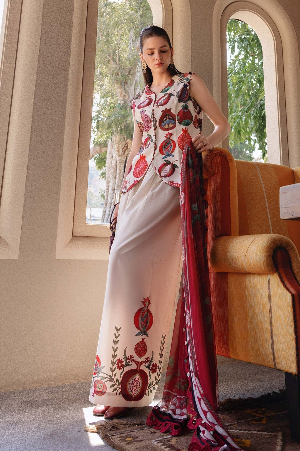 3A 3 Piece Unstitched Embroidered Lawn Suit | M Print | Maria B - Portia Fabrics