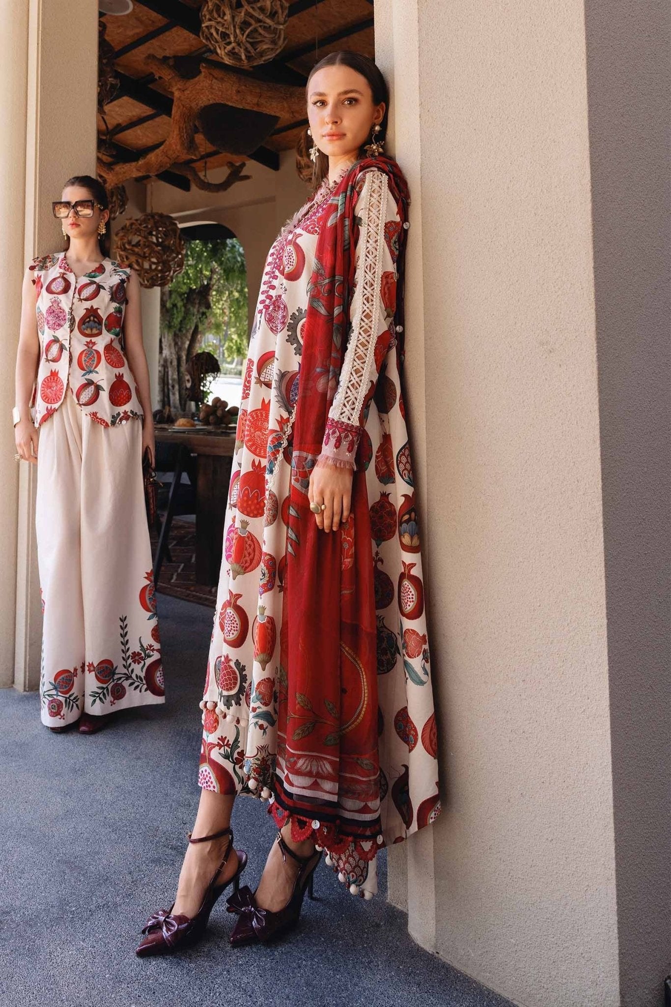 3A 3 Piece Unstitched Embroidered Lawn Suit | M Print | Maria B - Portia Fabrics