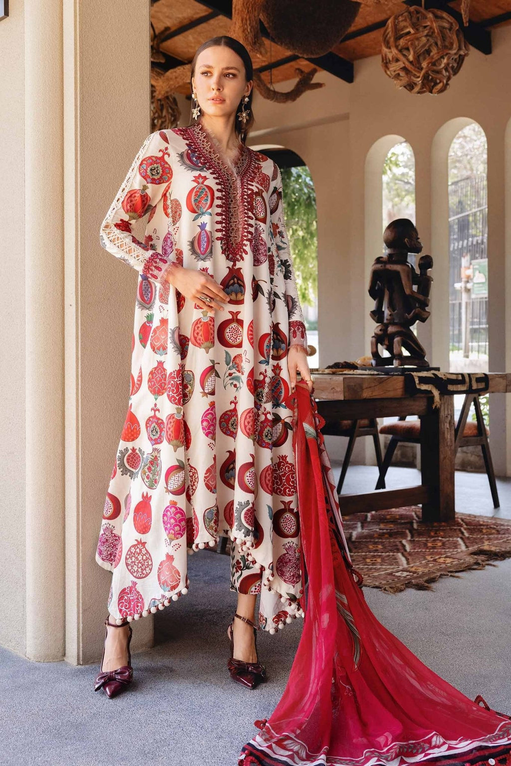 3A 3 Piece Unstitched Embroidered Lawn Suit | M Print | Maria B - Portia Fabrics