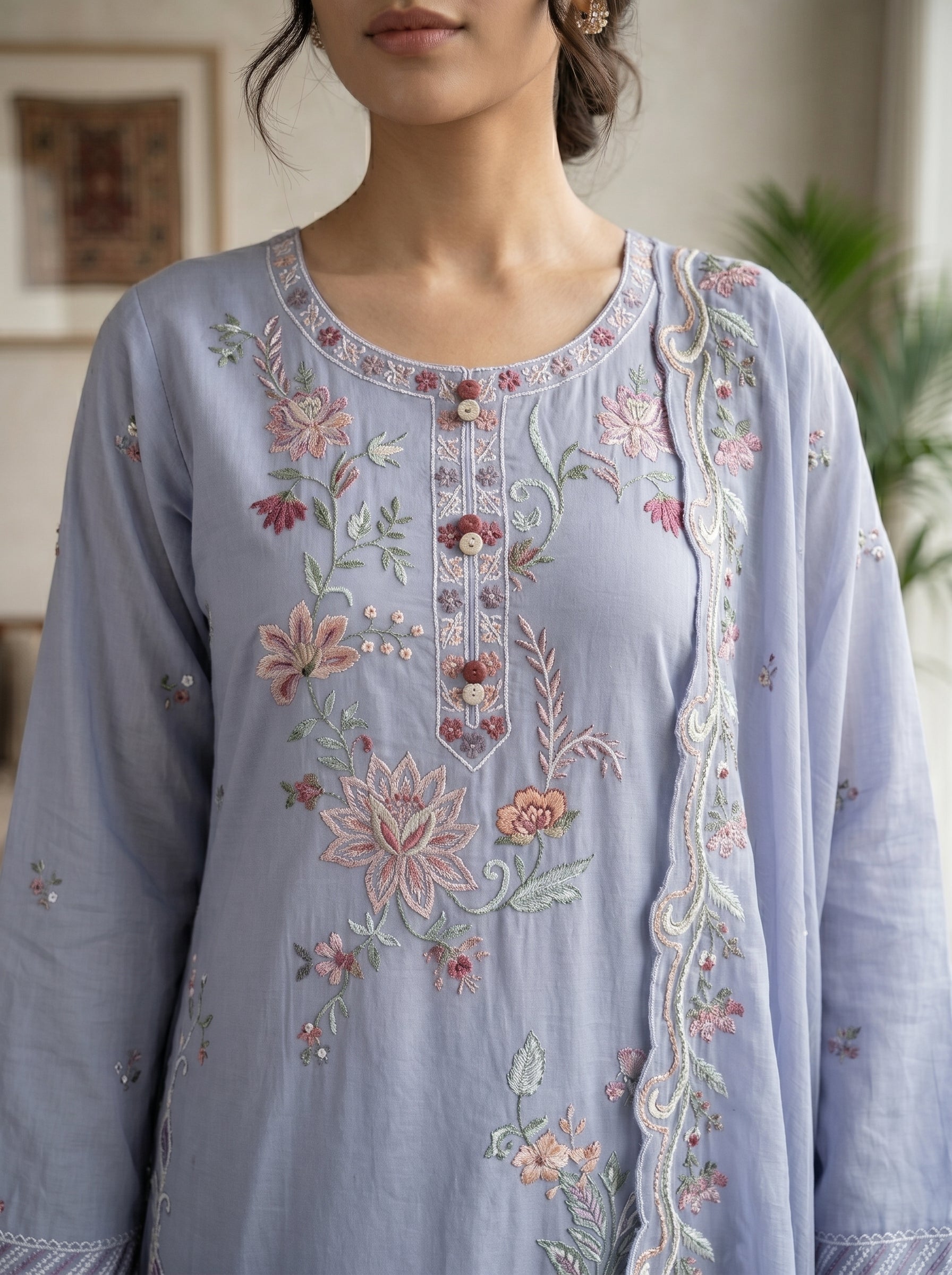 Graceful Lavender 3-Piece Suit Lawn | Portia Fabrics Secondary image