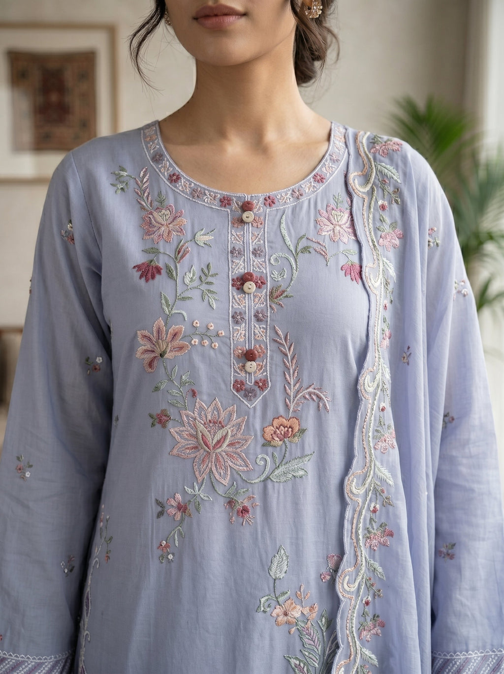 Graceful Lavender 3-Piece Suit Lawn | Portia Fabrics