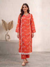 Rust Orange - 3 Piece Lawn | Portia Fabrics