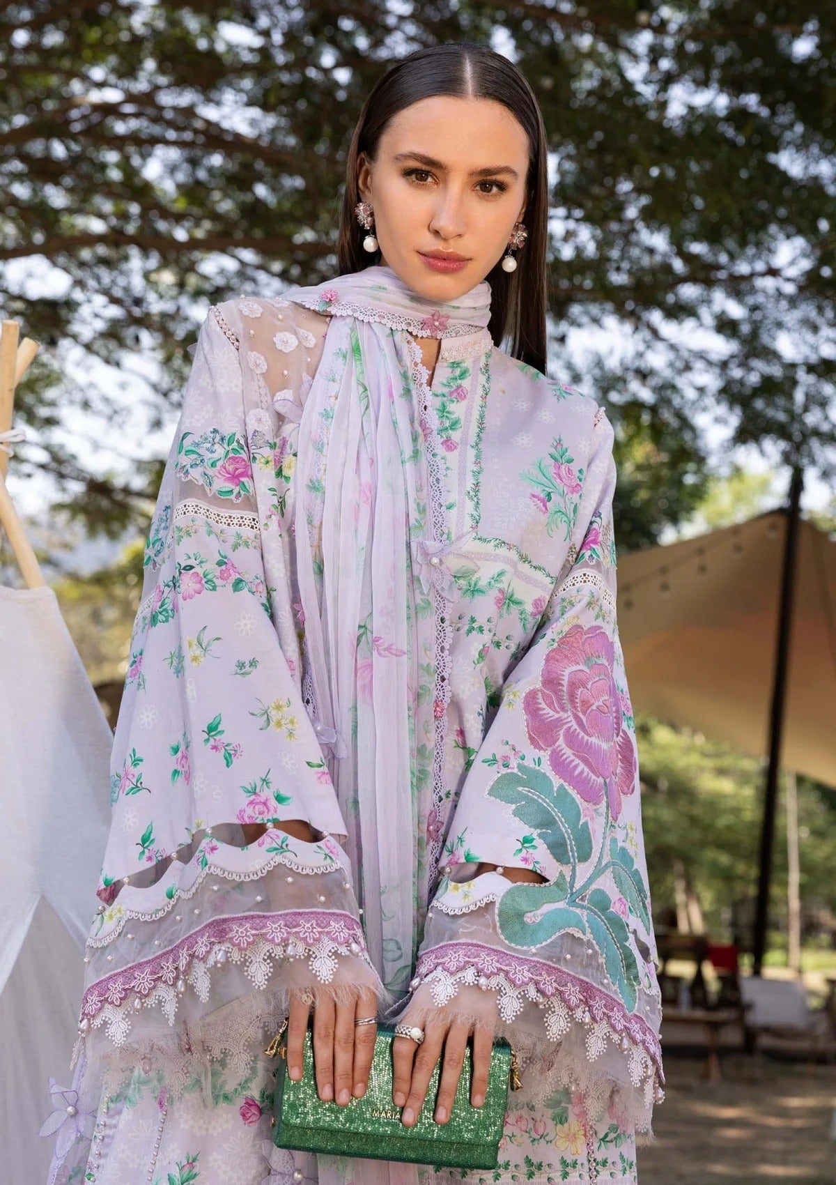 4A 3 Piece Unstitched Embroidered Lawn Suit | M Print | Maria B - Portia Fabrics