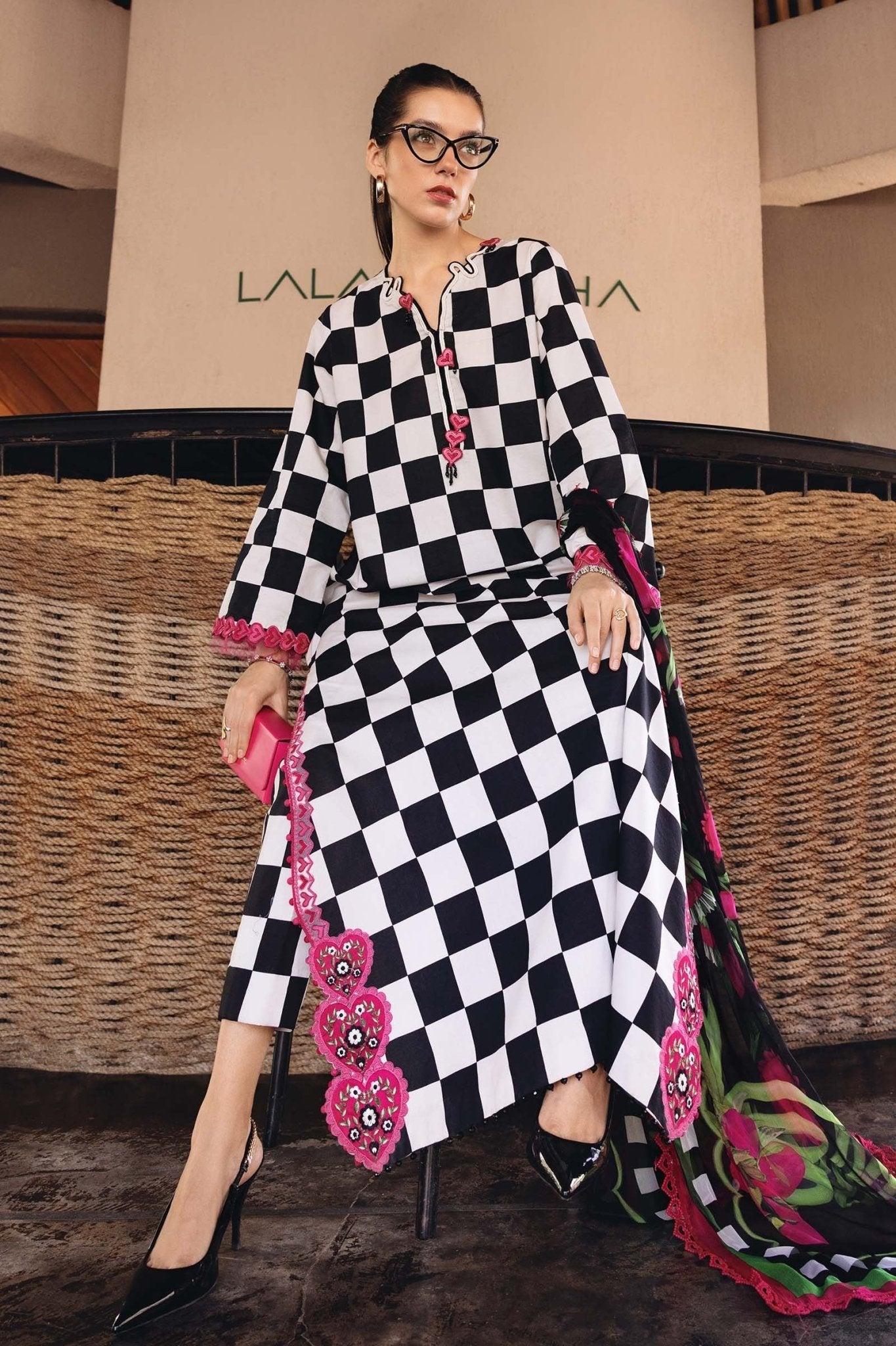 6B 3 Piece Unstitched Embroidered Lawn Suit | M Print | Maria B - Portia Fabrics Main image