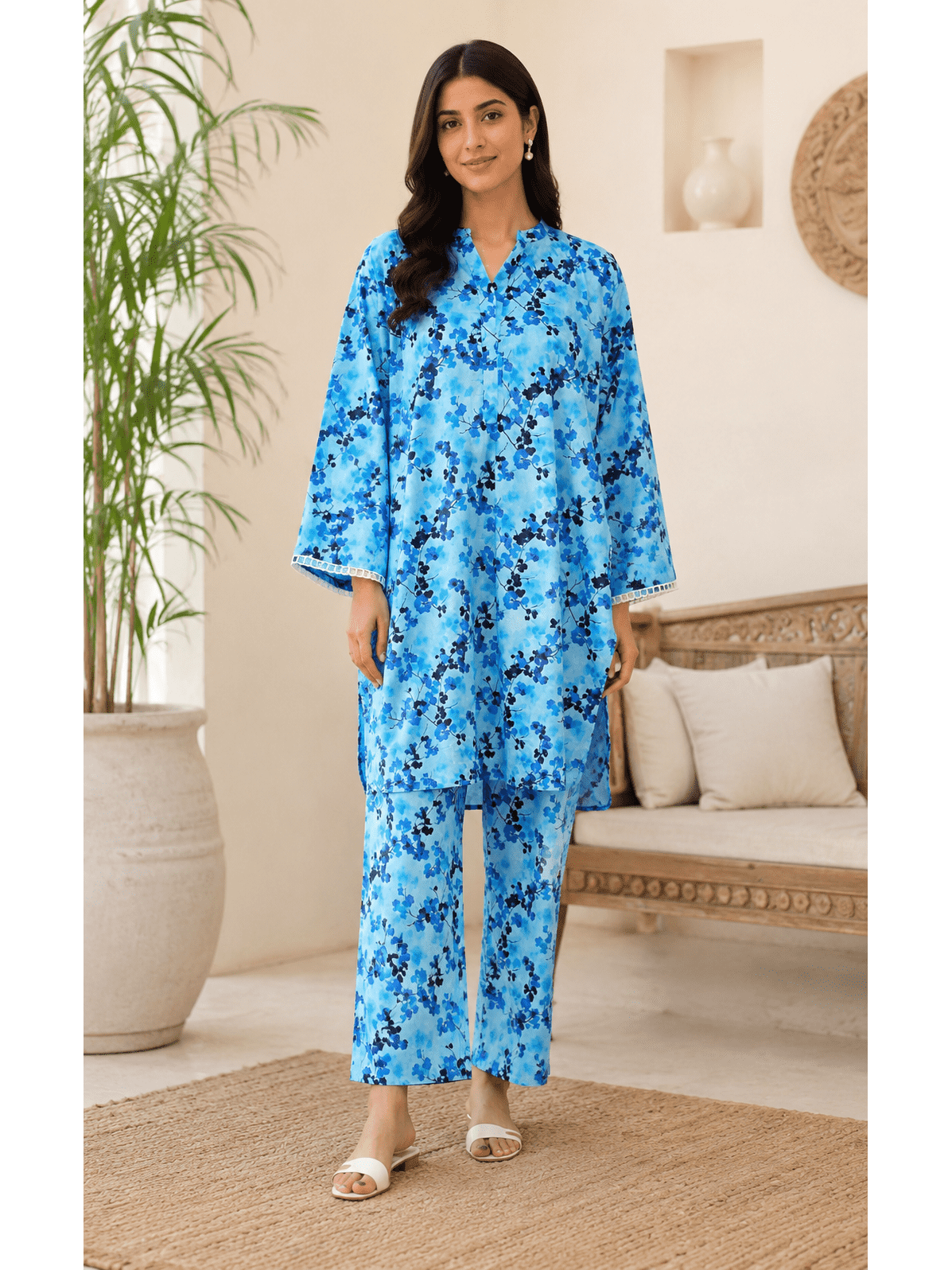 Light Blue-2 Piece Lawn | Portia Fabrics