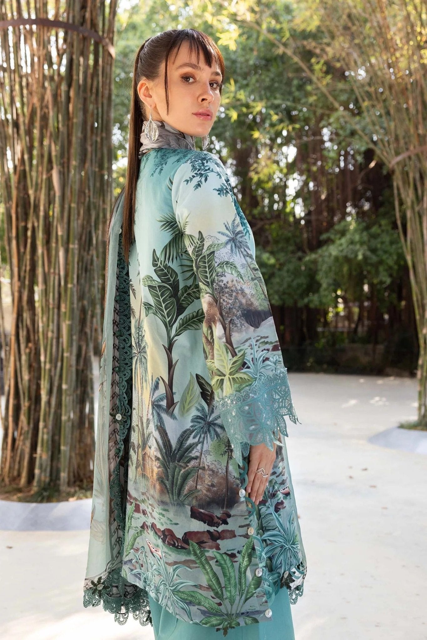 7A 3 Piece Unstitched Embroidered Lawn Suit | M Print | Maria B - Portia Fabrics
