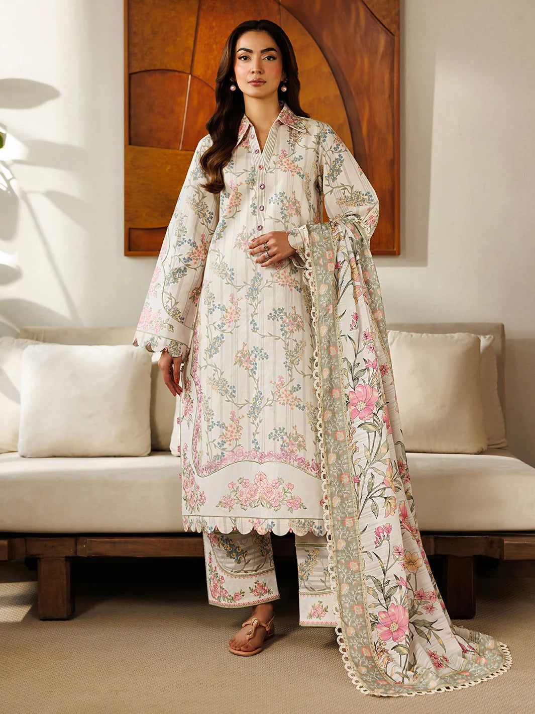 L-03 | 3 PC Lawn | Leila Lawn '26 | Mahnur Main image