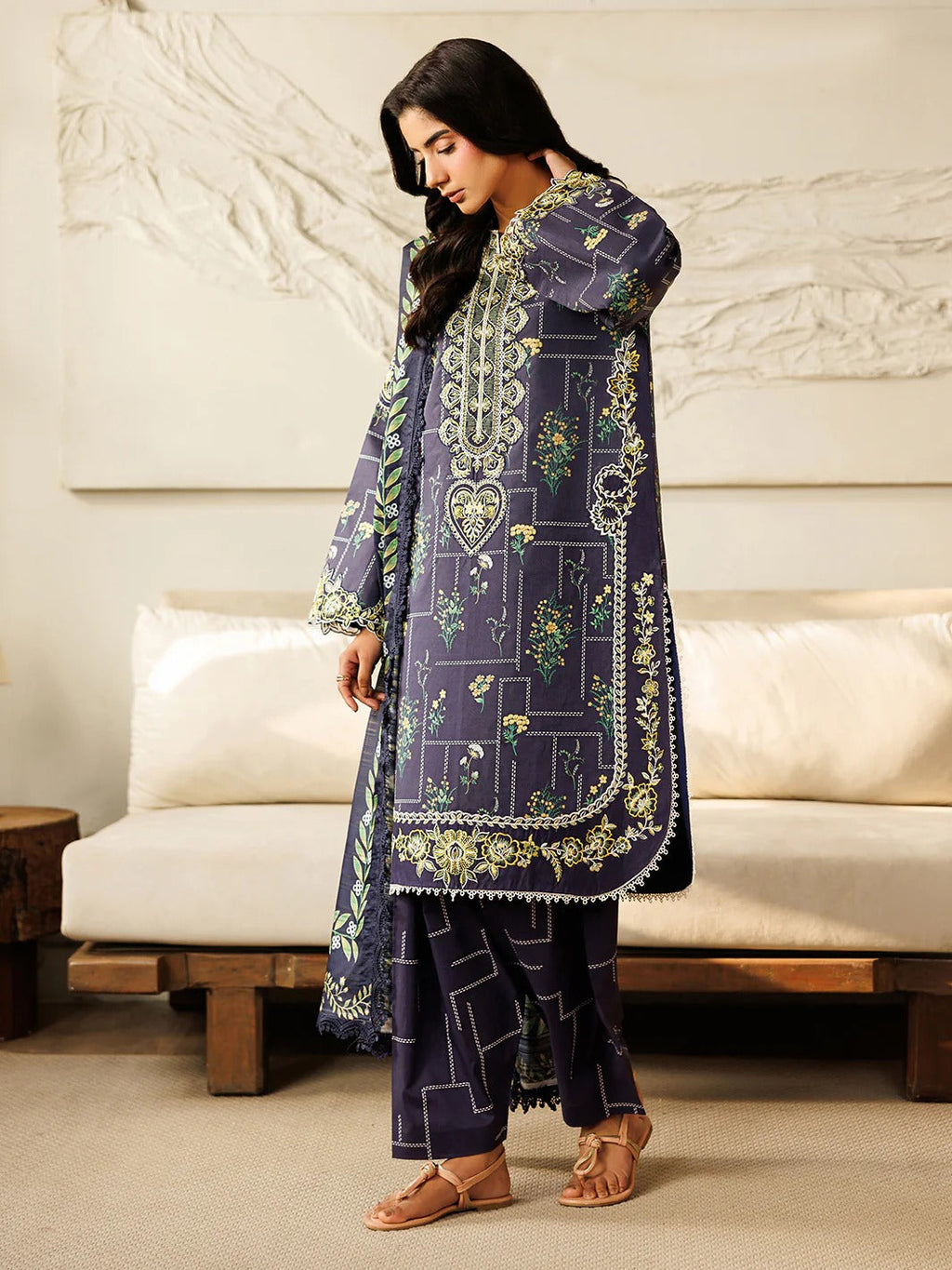 L-09 | 3 PC Lawn | Leila Lawn '26 | Mahnur