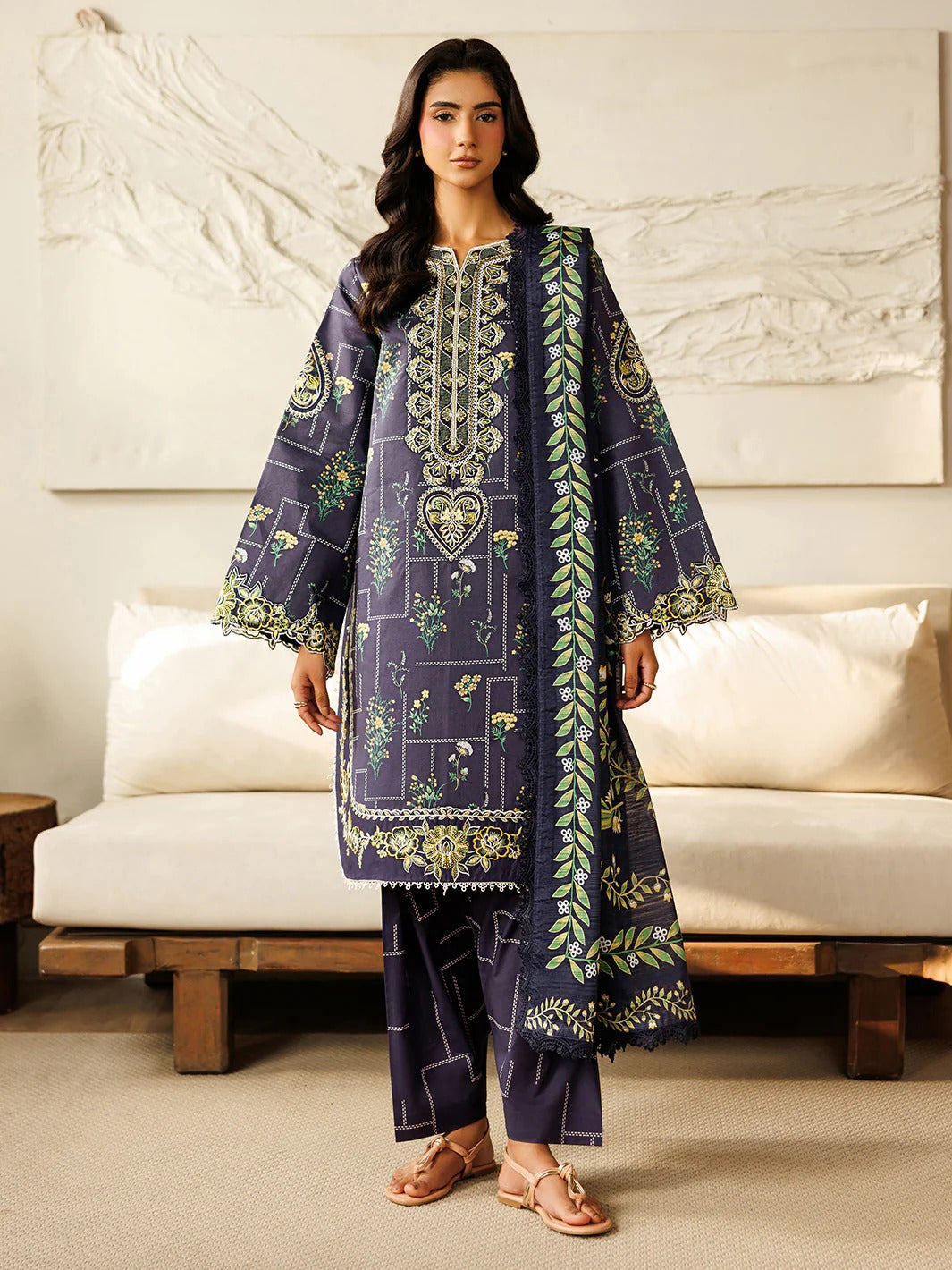 L-09 | 3 PC Lawn | Leila Lawn '26 | Mahnur
