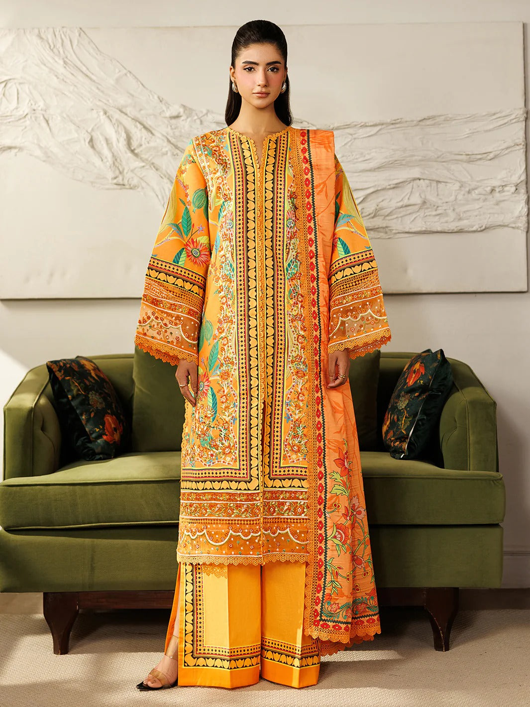 L-13 | 3 PC Lawn | Leila Lawn '26 | Mahnur