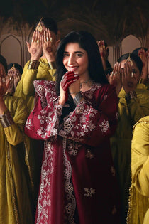 CRIMSON DRAPE-3PC EMBROIDERED LAWN SUIT | Cross Stitch - Portia Fabrics