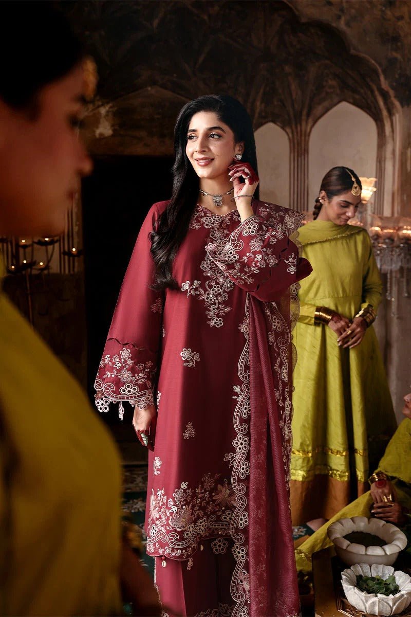 CRIMSON DRAPE-3PC EMBROIDERED LAWN SUIT | Cross Stitch - Portia Fabrics Main image