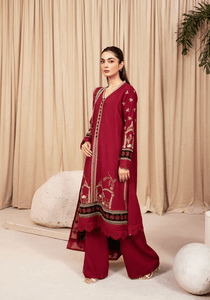 CRIMSON ECHO I The Winter Edt- Luxe Pret '25 I Zarqash - Portia Fabrics