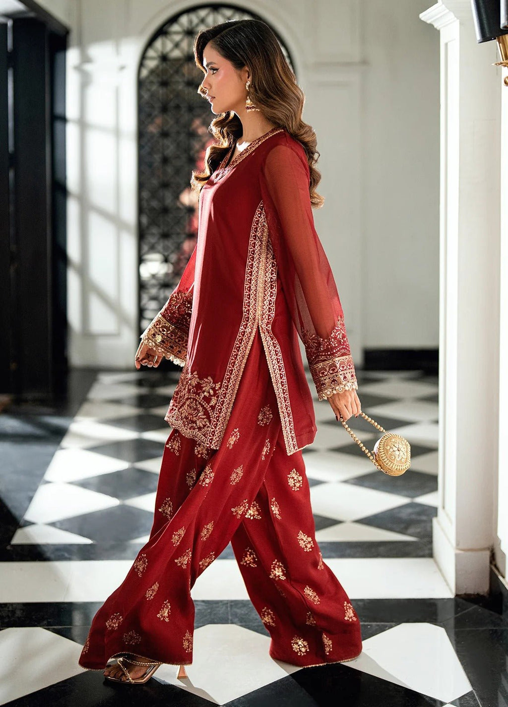 CT 27009 Rue - Maison d'Or | Embroidered Chiffon Unstitched | Sahane - Portia Fabrics