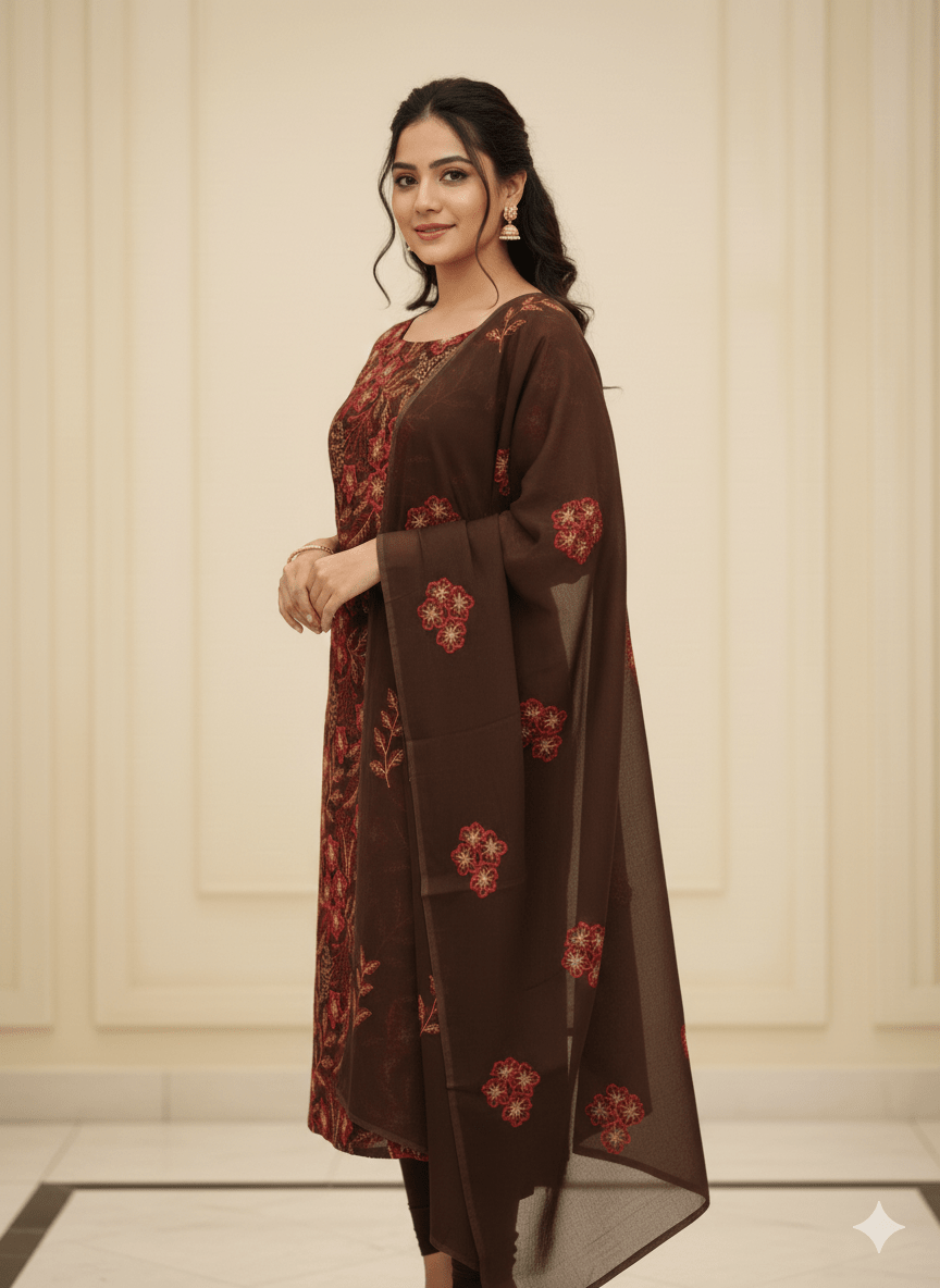 D1 I Karandi 3 piece unstitch suit I Portia Fabrics - Portia Fabrics