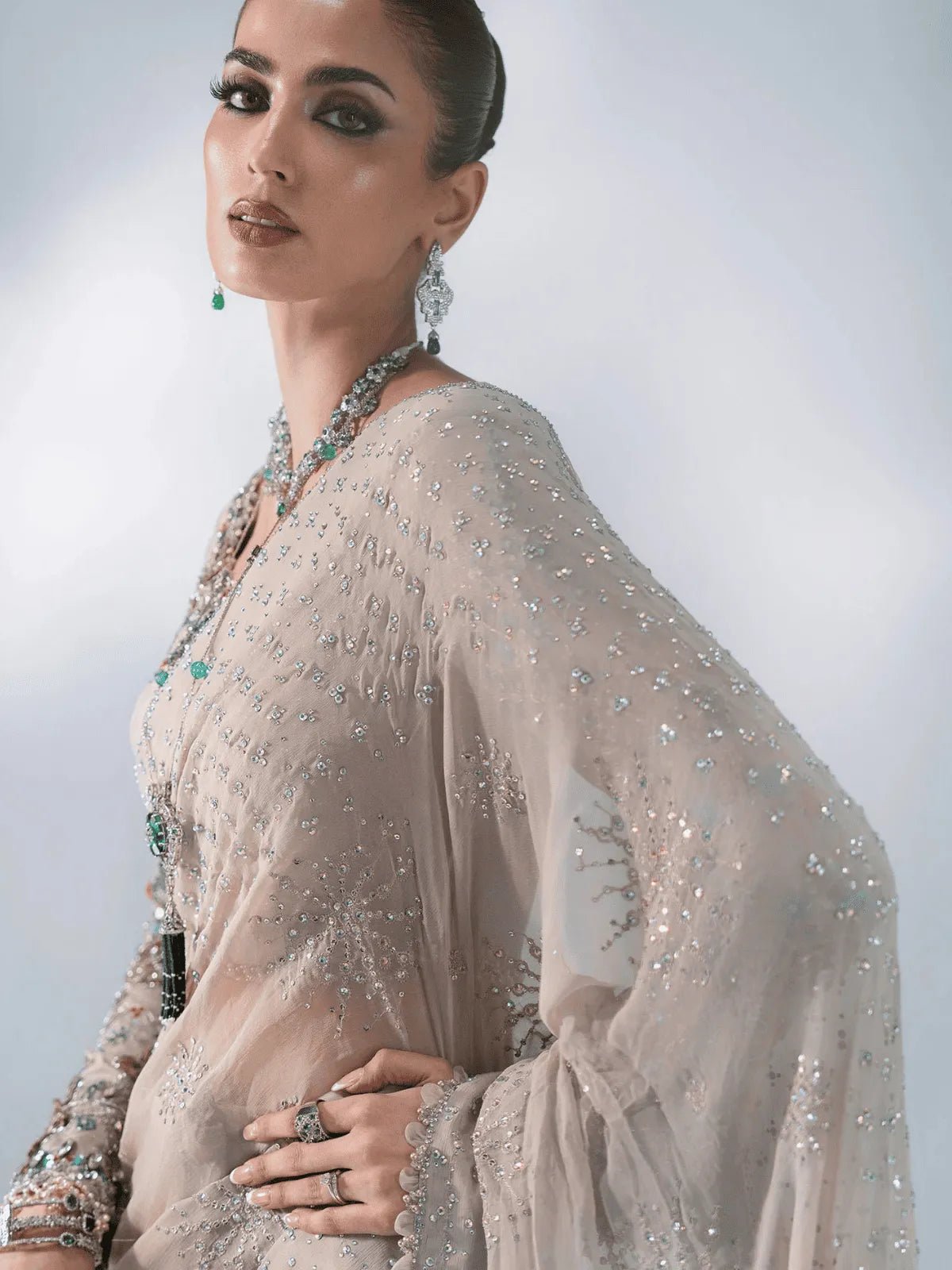D3 Chiffon Saree | MBROIDERED Wedding Edtion | Maria B - Portia Fabrics