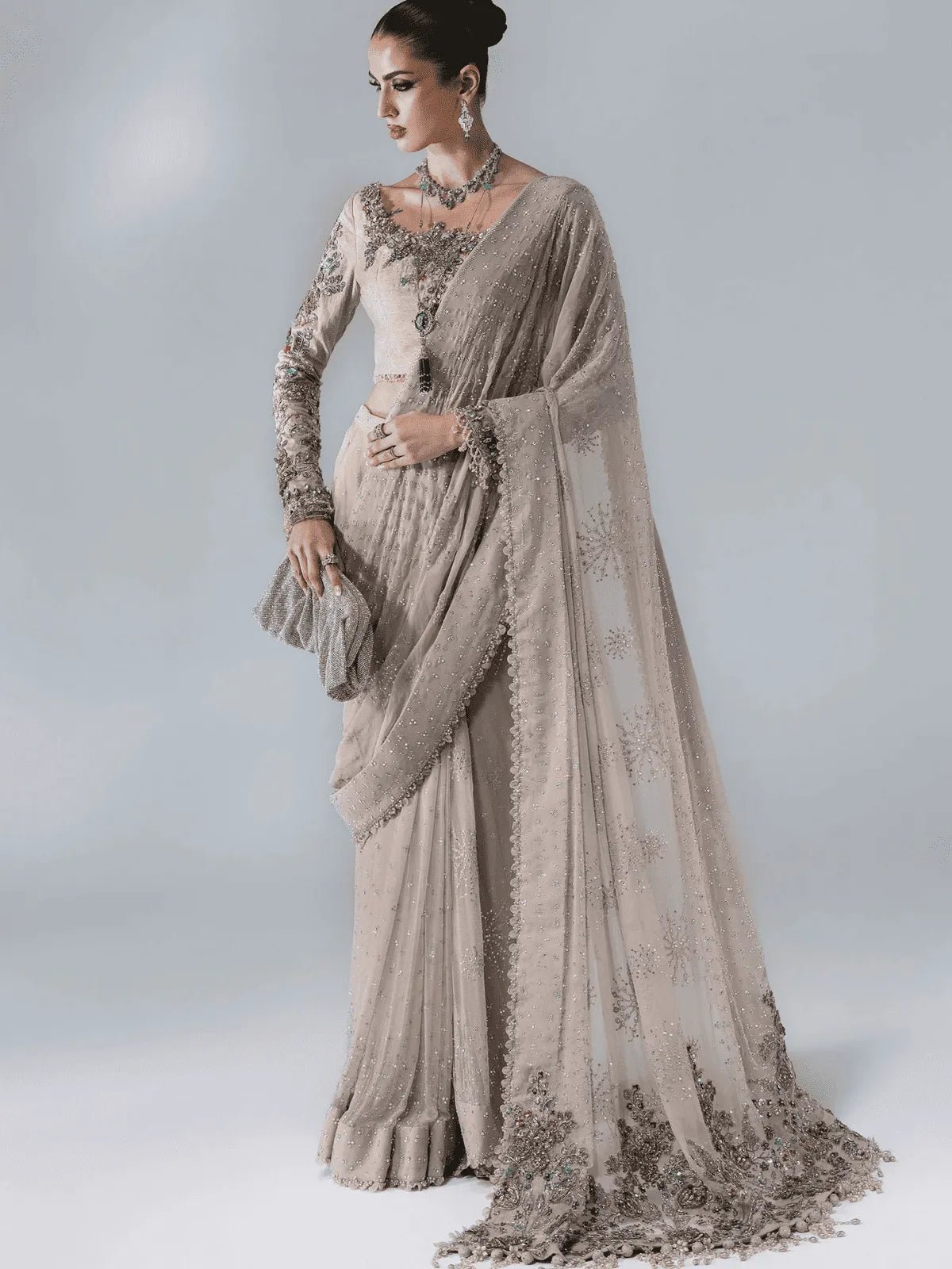 D3  Chiffon Saree | MBROIDERED Wedding Edition | Maria B Secondary image