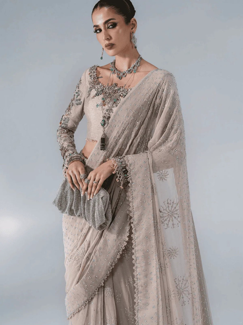 D3 Chiffon Saree | MBROIDERED Wedding Edtion | Maria B - Portia Fabrics