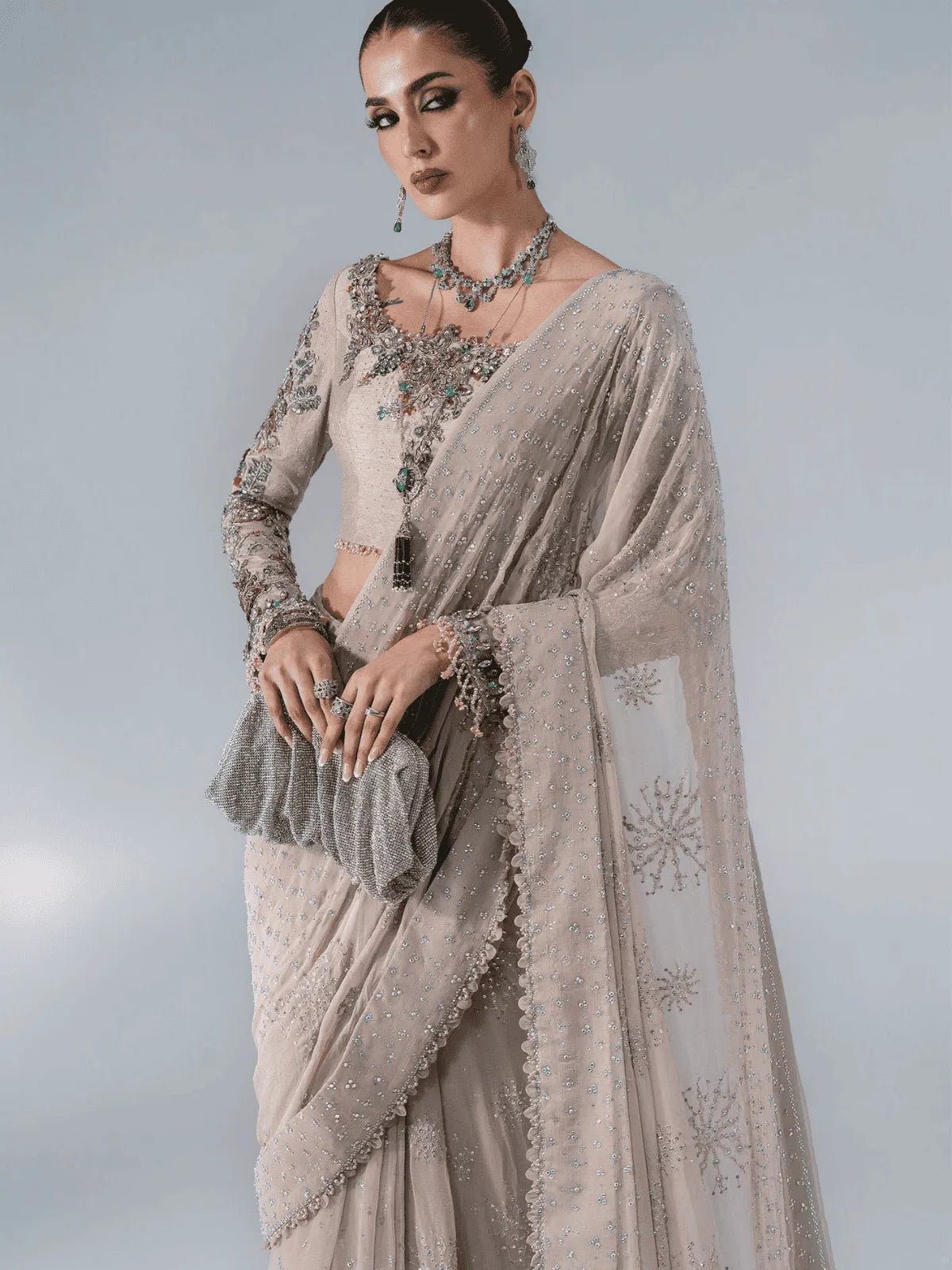 D3 Chiffon Saree | MBROIDERED Wedding Edtion | Maria B - Portia Fabrics