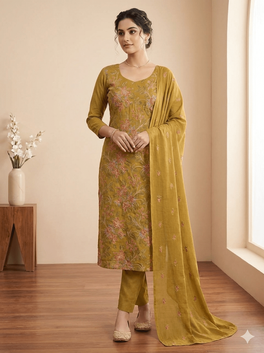D3 I Karandi 3 piece unstitch suit I Portia Fabrics - Portia Fabrics