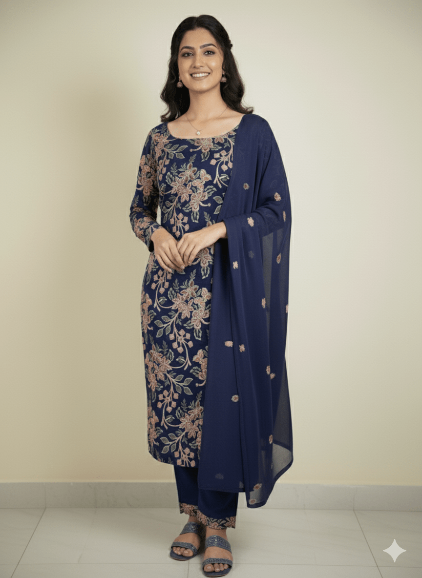 D4 I Karandi 3 piece unstitch suit I Portia Fabrics - Portia Fabrics