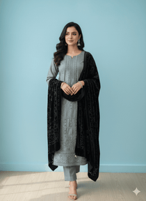 D8 I 3 piece unstitch Marina Suit with Palachi Shawl I Portia Fabrics - Portia Fabrics