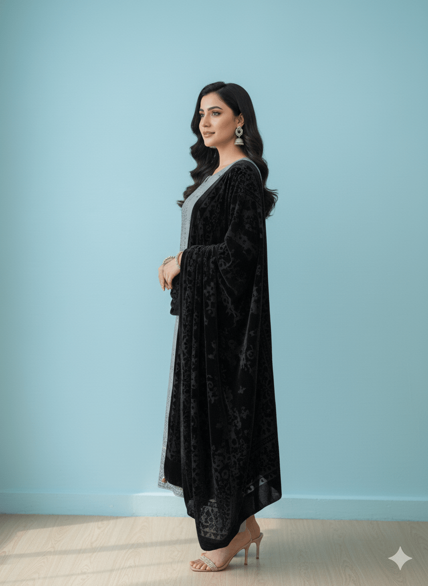D8 I 3 piece unstitch Marina Suit with Palachi Shawl I Portia Fabrics - Portia Fabrics