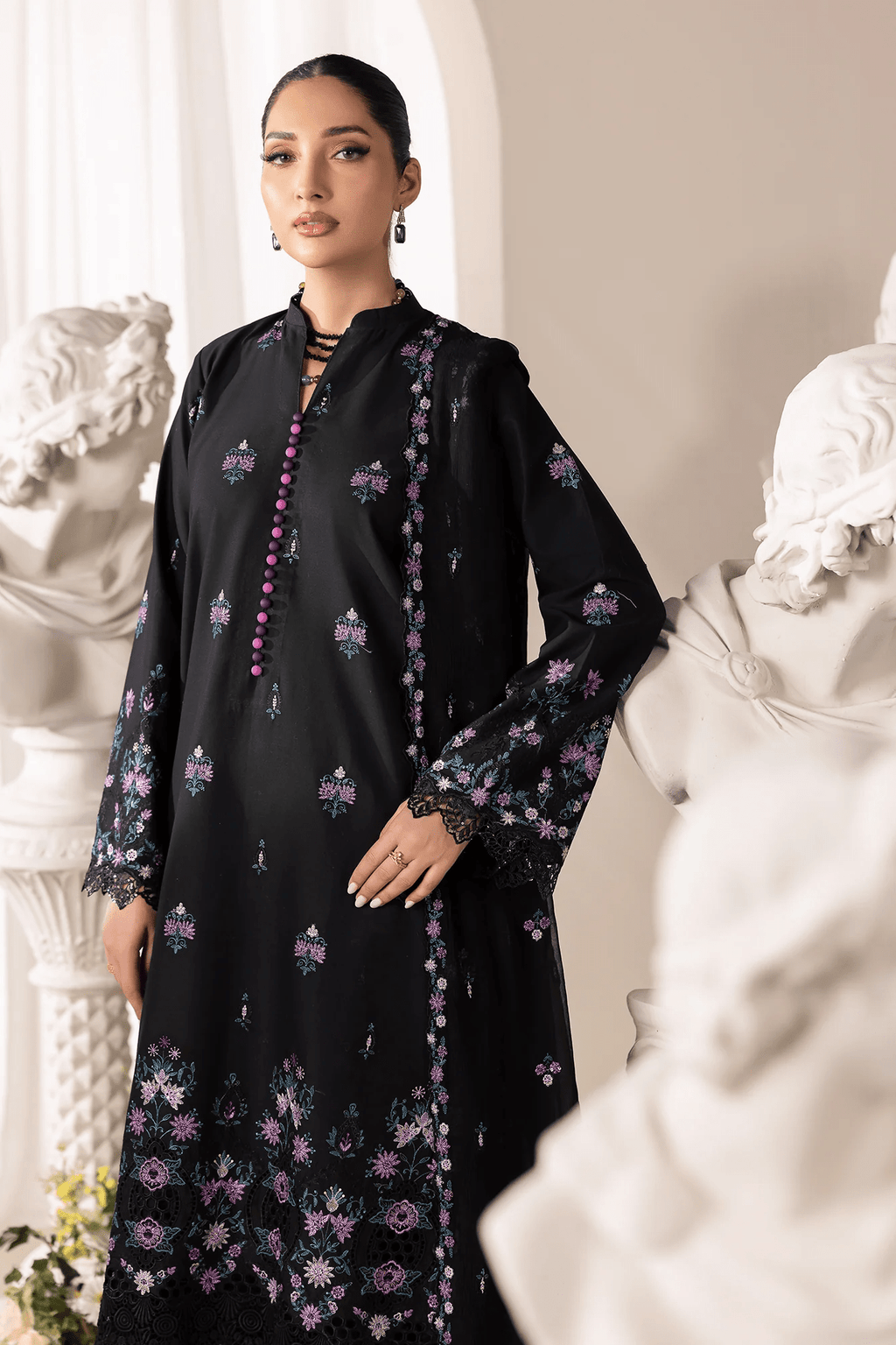 Embroidered Chiffon Dopatta 01 I Premium Edition I RajBari - Portia Fabrics