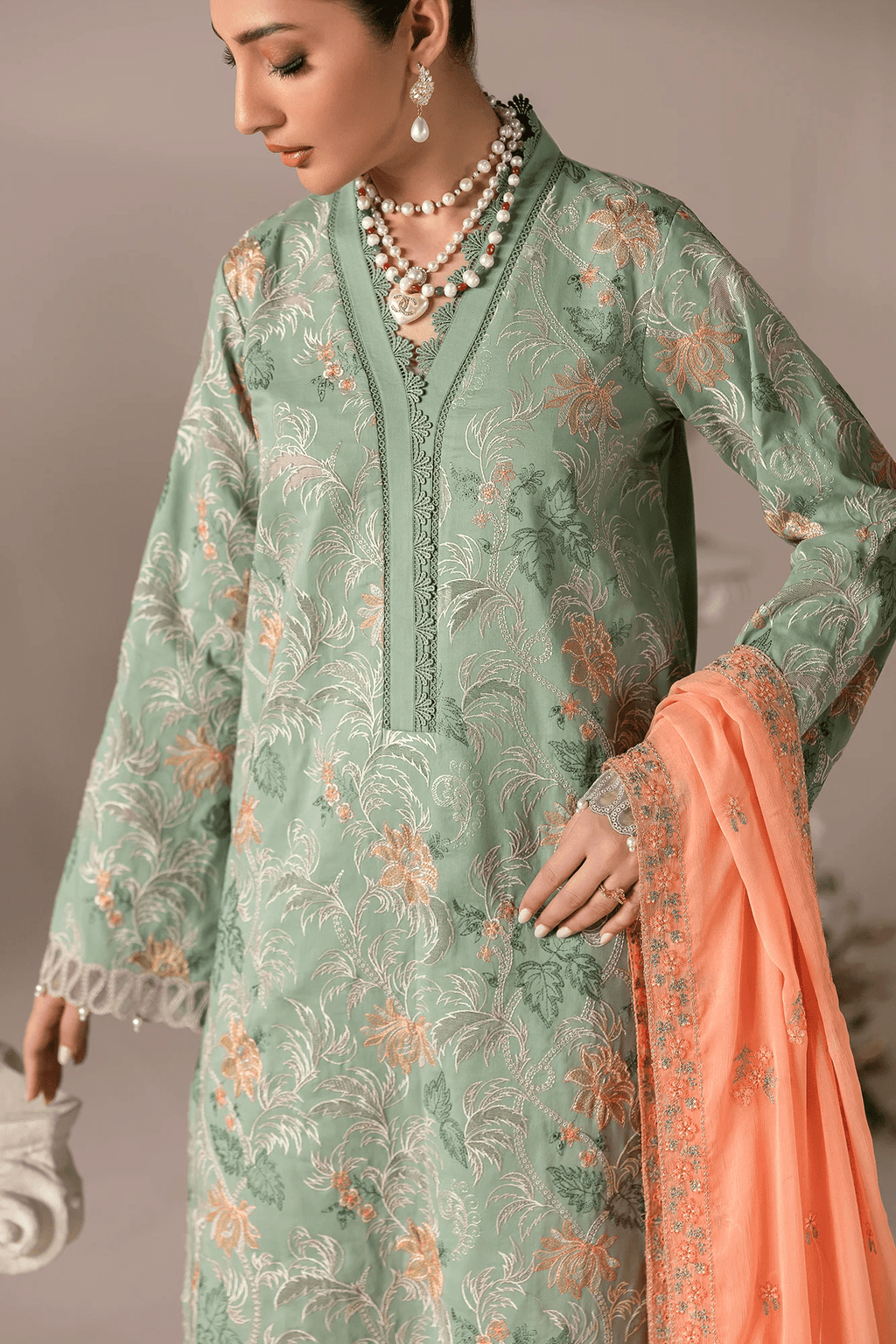 Embroidered Chiffon Dopatta 06 I Premium Edition I RajBari - Portia Fabrics