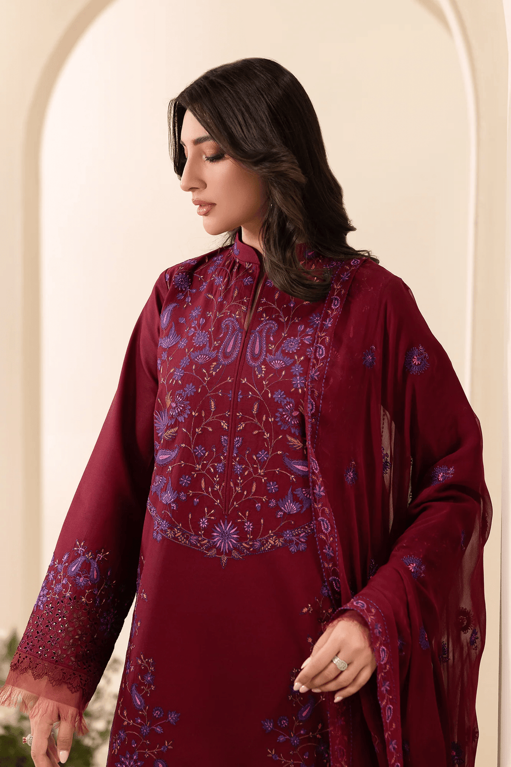 Embroidered Chiffon Dopatta 08 I Premium Edition I RajBari - Portia Fabrics