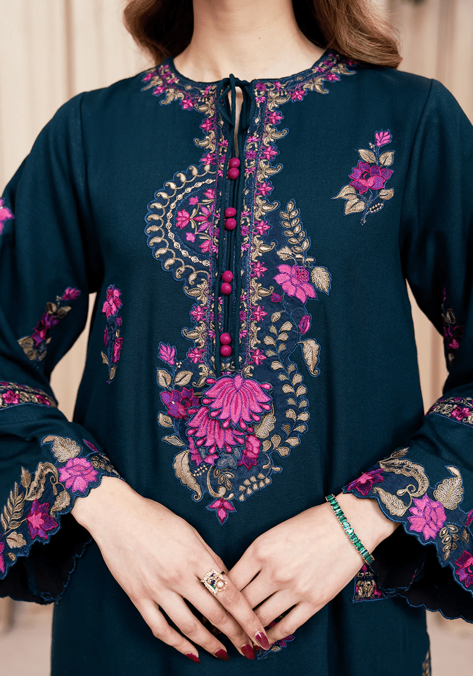 FLORAL NOIR I The Winter Edt- Luxe Pret '25 I Zarqash - Portia Fabrics