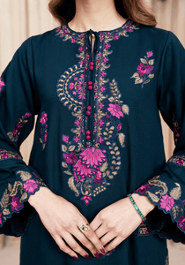 FLORAL NOIR I The Winter Edt- Luxe Pret '25 I Zarqash - Portia Fabrics