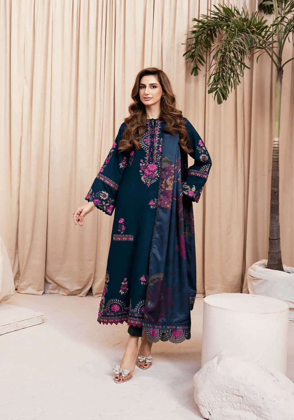 FLORAL NOIR I The Winter Edt- Luxe Pret '25 I Zarqash - Portia Fabrics