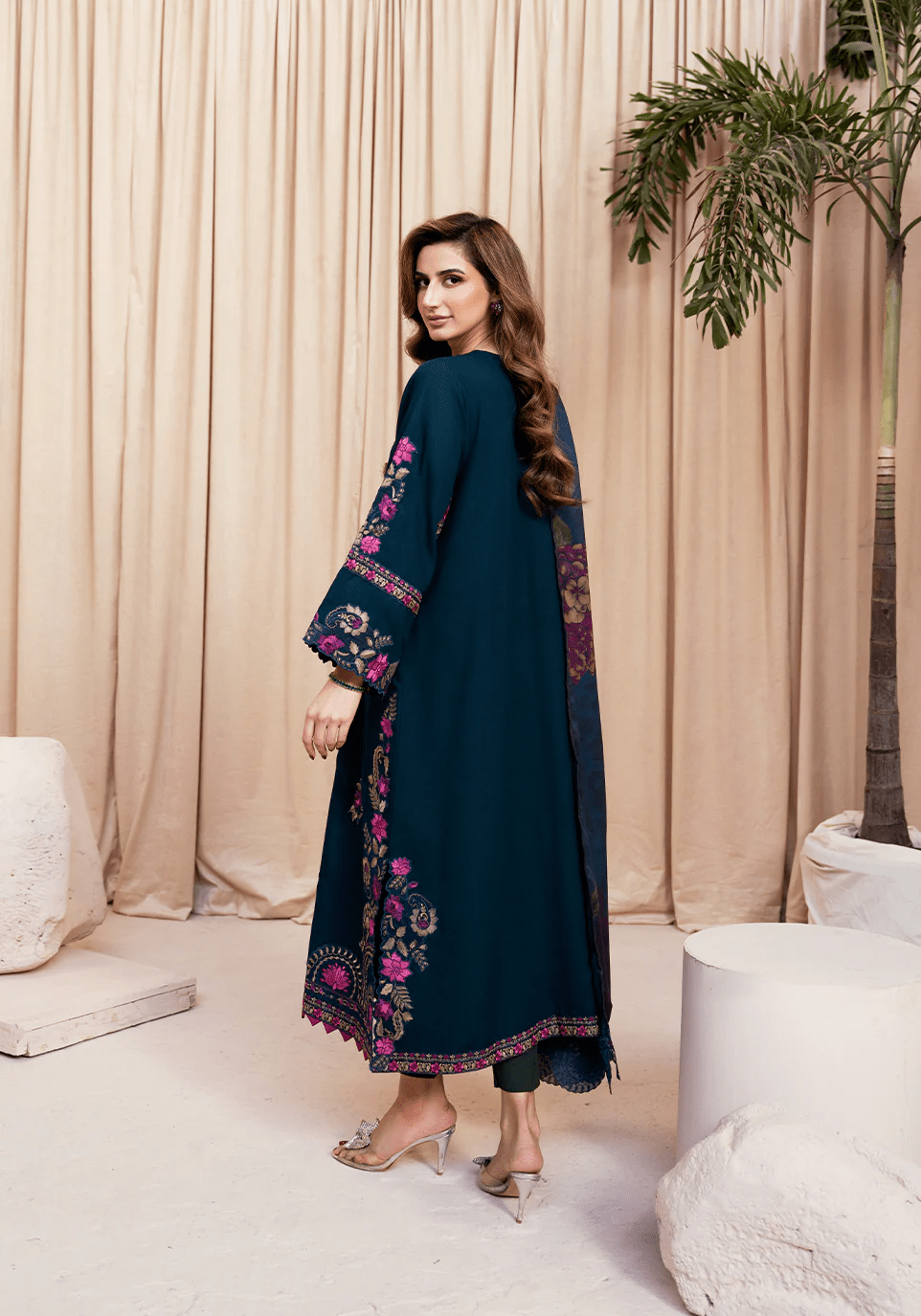 FLORAL NOIR I The Winter Edt- Luxe Pret '25 I Zarqash - Portia Fabrics
