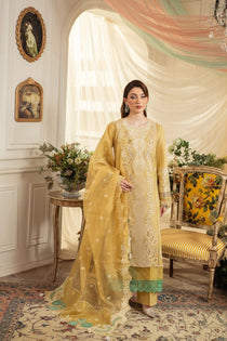 Golden Aura I Yakeen I Aneela Rizwan - Portia Fabrics