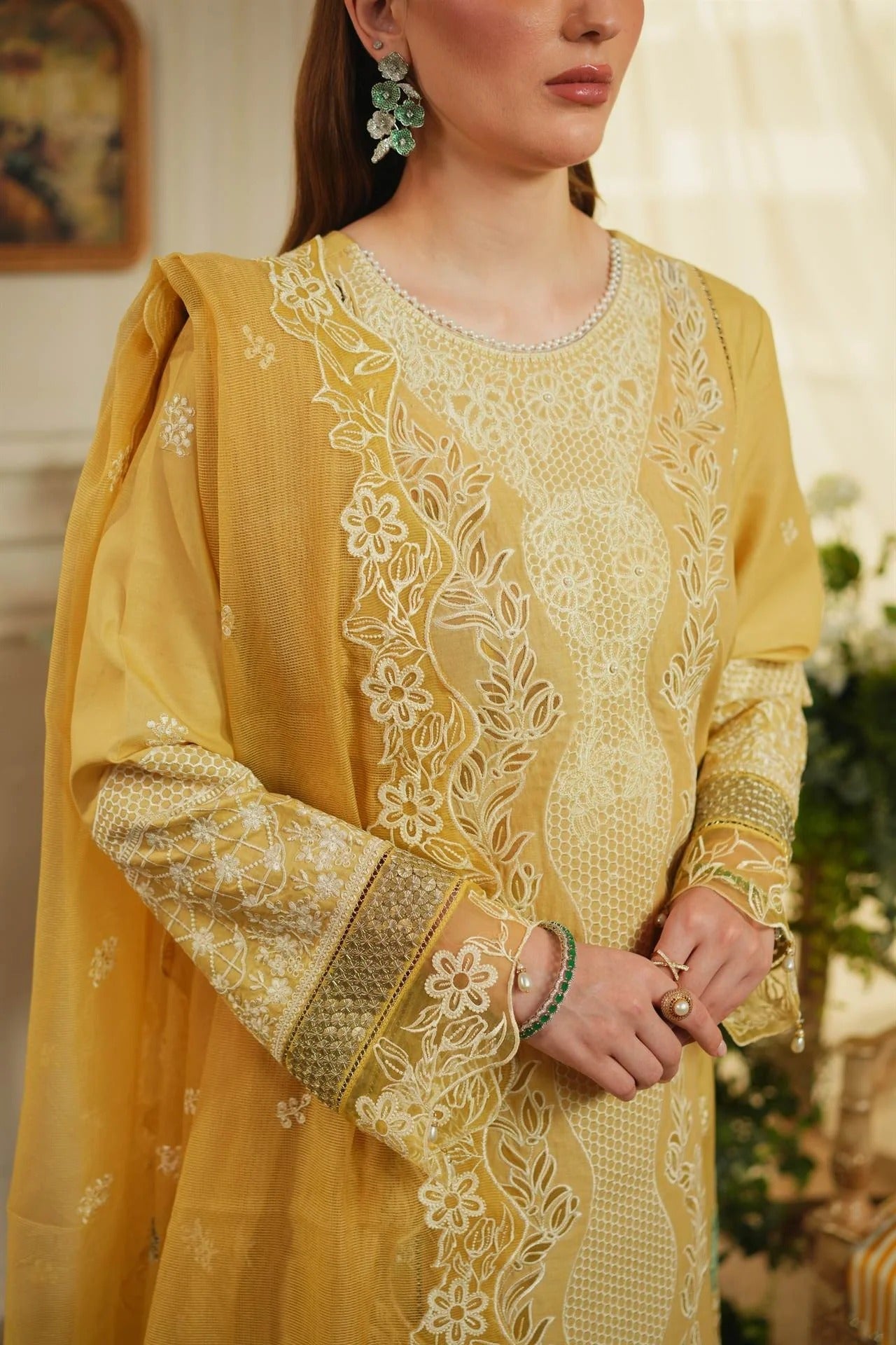 Golden Aura I Yakeen I Aneela Rizwan - Portia Fabrics