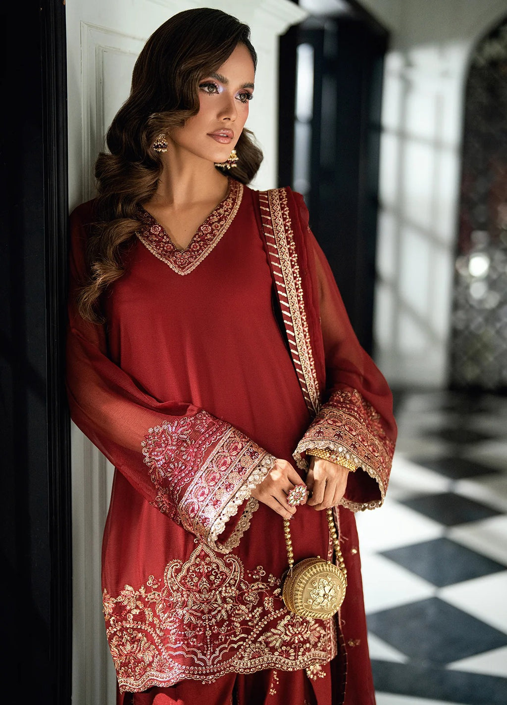 CT 27009 Rue - Maison d'Or | Embroidered Chiffon Unstitched | Sahane